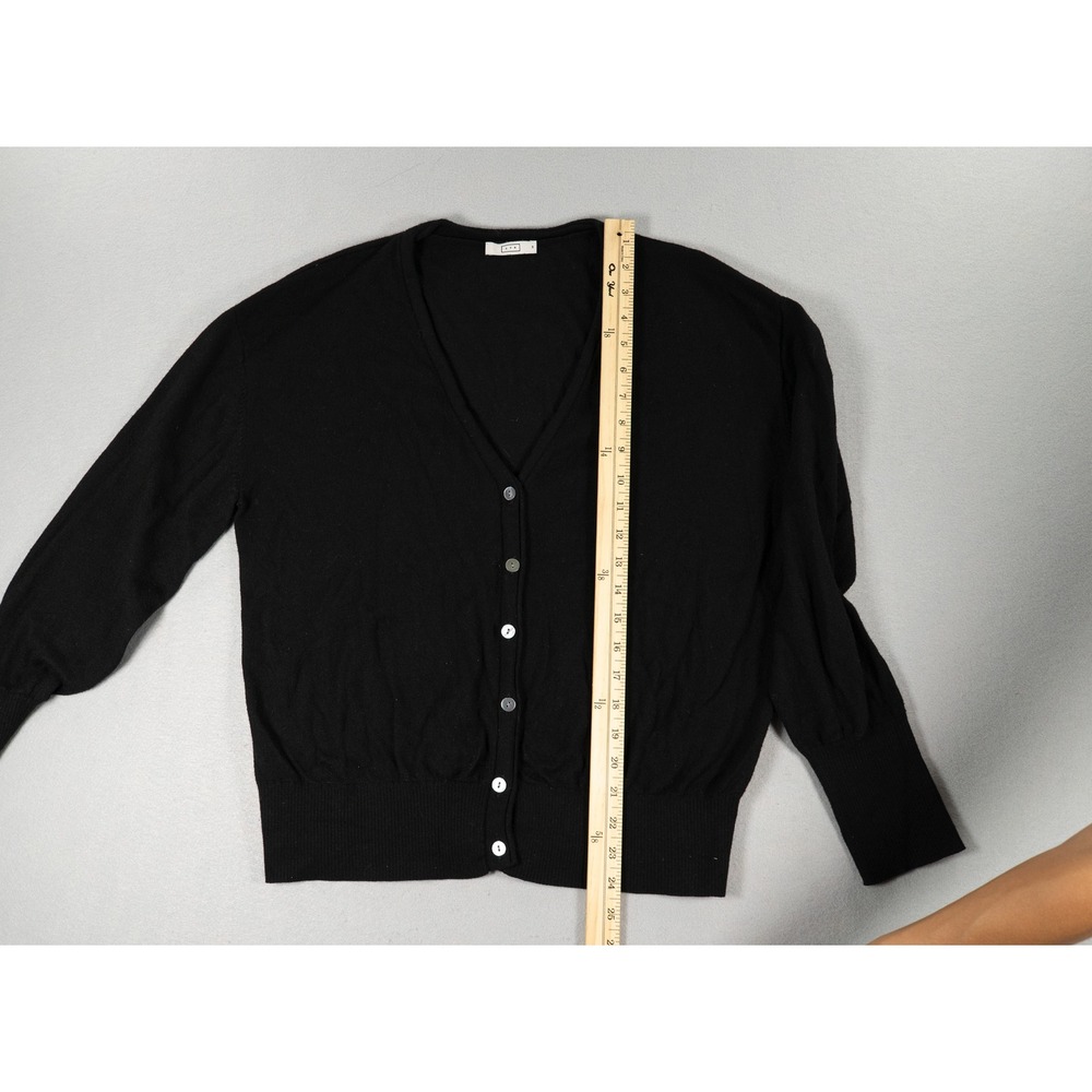 AYR Black Merino Wool Blend V-Neck Cardigan Sweater Womens Size Medium - Picture 4 of 7